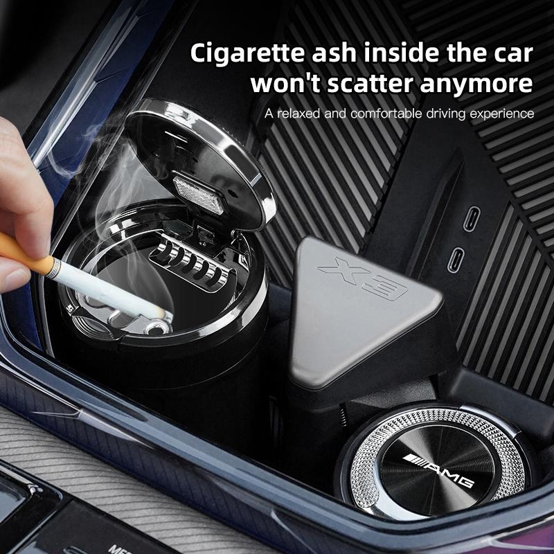 Car Ashtray LED Light Ceramics Inner Liner Ash Tray Accessories Car Hub Cap For Mercedes Benz AMG W214 W205 W204 W206 W213 W212 AM0