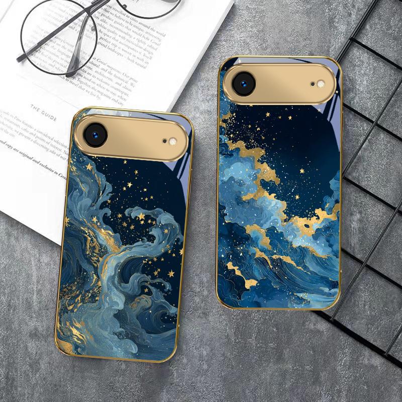 Тихое звездное небо Для IPhone 17 Pro Max 16 17 Pro 15 Pro 14 13 Plus 12 Mini 11 Pro Max XR 16E 17 Air Золотой стеклянный чехол для телефона