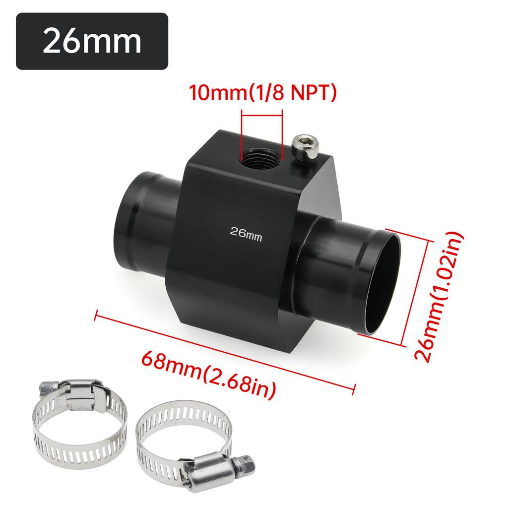 40-120 Celsius Car 52mm Water Temperature Gauge with Adaptor Joint Pipe Radiator 1/8NPT Sensor Racing Water Tank Level Indicator Coolant Temperature