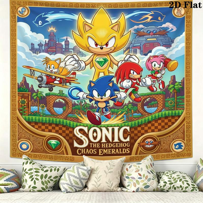 Sonic Hedgehog Wall Tapestry Aesthetic Wall Hanging Printed Fabric Blanket Decorative Tapestries For Bedroom Living Room Home Decor