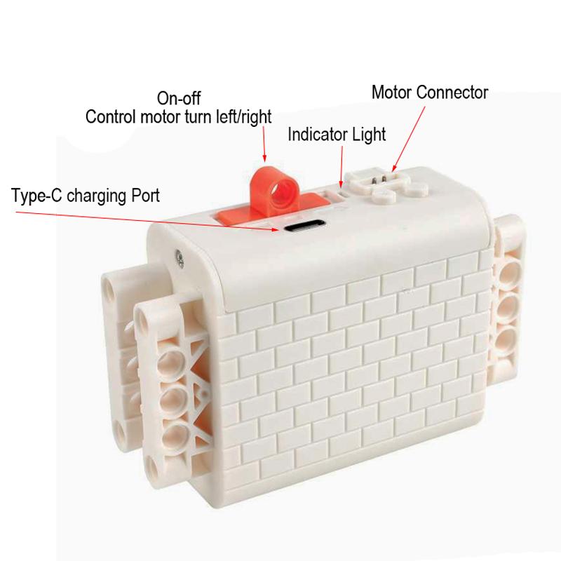 MOC Rechargeable Lithium AA Battery Box Compatible 59510 8883 Power Functions For M L XL Servo Motor Train Modification Piece