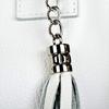 White women's leather shopper bag with lining
