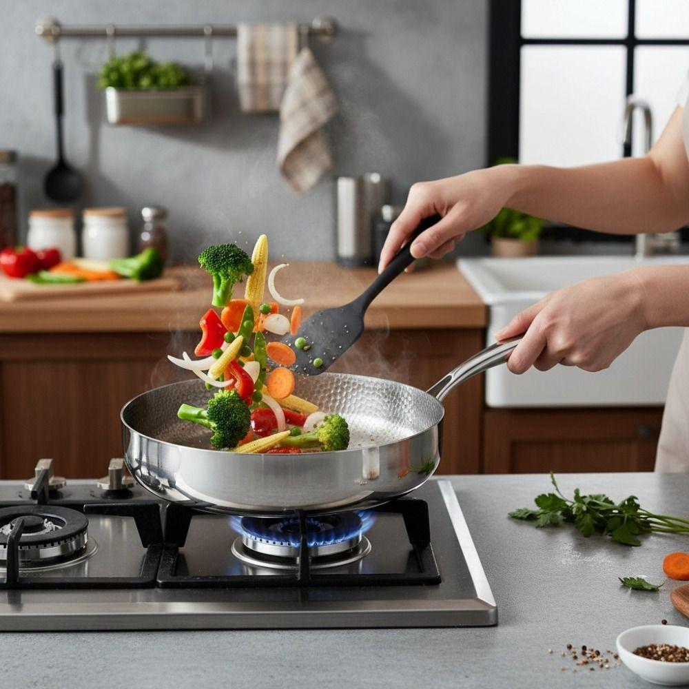 Titanium Zinc Zinc Alloy Hammered Texture Frying Pan Fast Heating Steak Skillet Non-stick Pot Fried Eggs