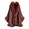 Plus Size Loose Irregular Faux Fur Collar Cape Coat Women Mid-Length Solid Color Warm Outerwear