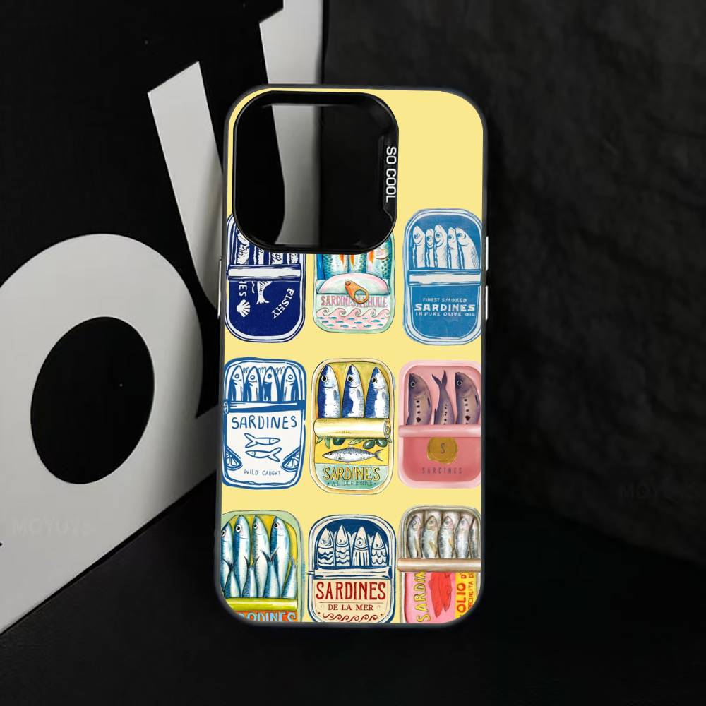 Чехол для телефона S-Sardines F-Fish Art Для iPhone 17,16,15,14,13,12,11 Plus,Pro Max,XS, Цветной Серебристый Черный Чехол