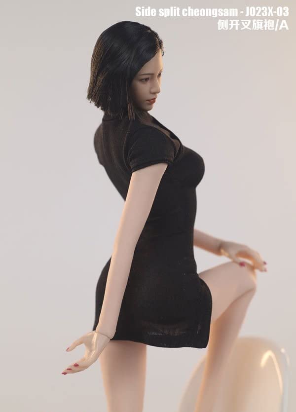 Совместимо с телом TBLeague для масштабной фигуры. Красивое сексуальное женское черное мини-платье, платье-ципао и комплект нижнего белья, брюки, голова и обувь не входят в комплект.