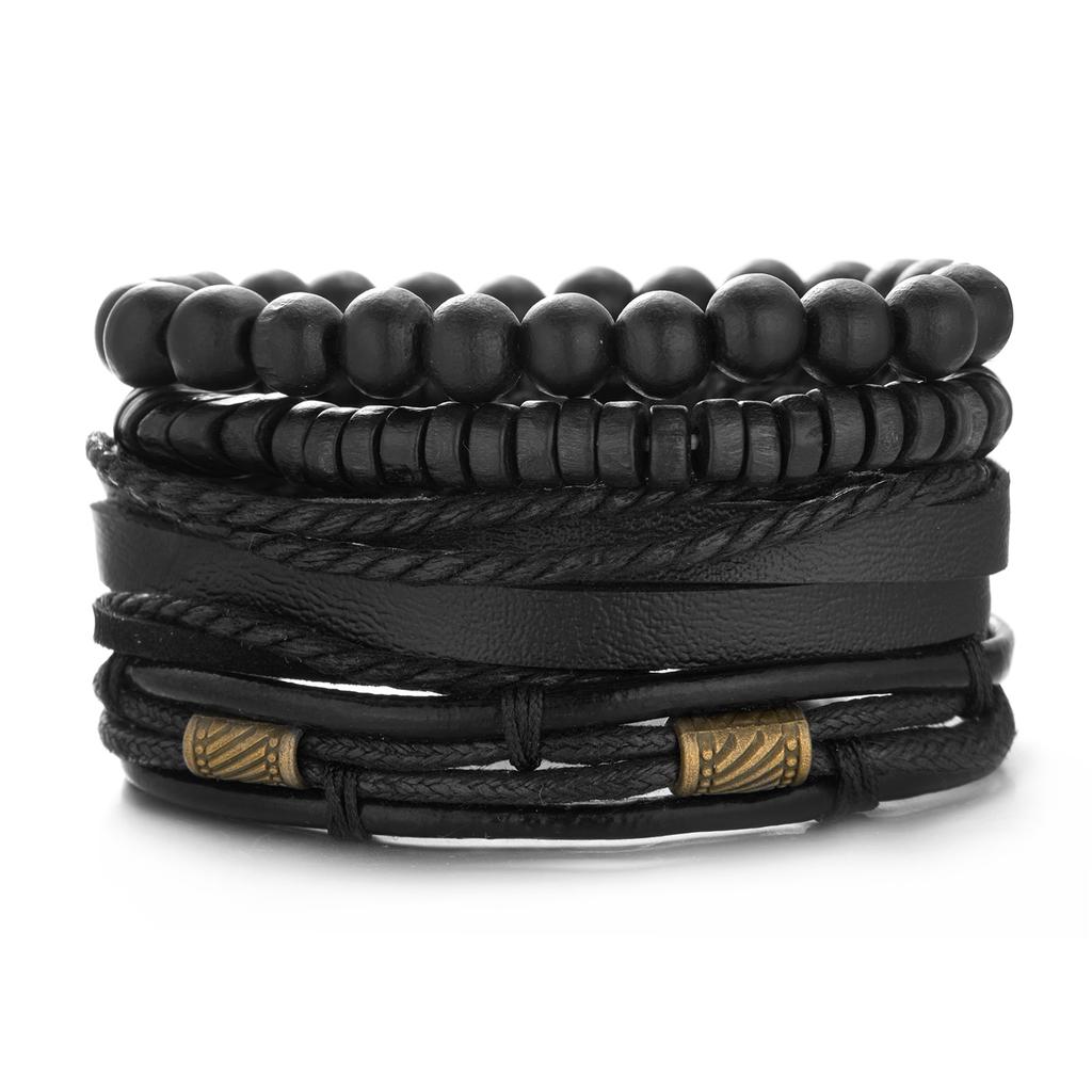 Vintage Multilayer Braided Leather Bracelet For Men Star Leaf Owl Handmade Rope Wrap Bangle Male Gift Jewelry
