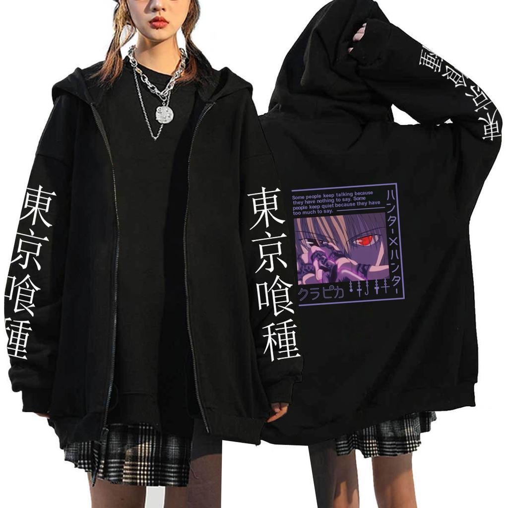 Японское аниме Kaneki Ken Tokyo Ghoul Zipper Hoodies Men Kawaii Manga Graphic Cartoon Jackets Streetwear Sweatshirts Unisex Hooded Coats Tops
