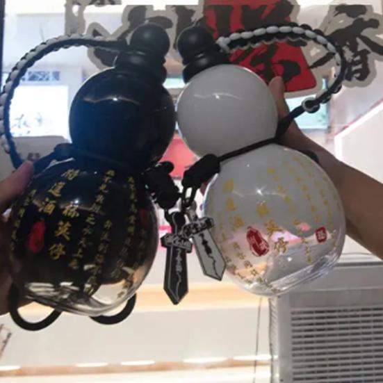 800ML Gourd Water Bottle with Strap Waist Rope Cup Brush Charm DIY Sticker Monkey King Wukong Drinking Bottle