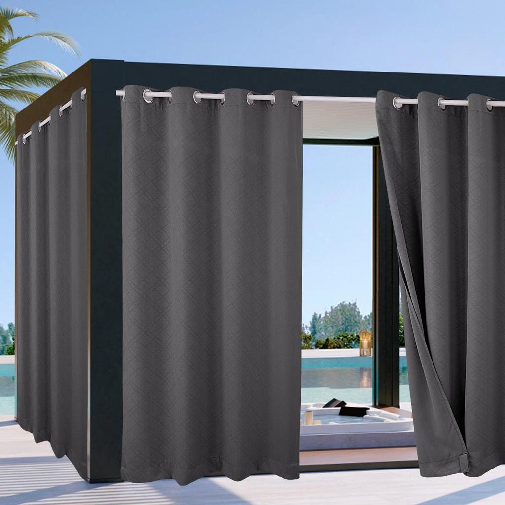 1 Panel Outdoor Curtains, Waterproof UV Protection Blackout Curtain with Eyelets, 3D Textured Indoor Outdoor Drapes for Garden, Pergola, Gazebo