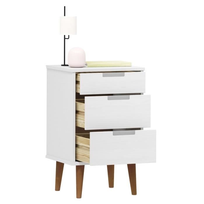 VidaXL Bedside Table MOLDE White 40x35x65 Cm Solid Pine Wood 350499