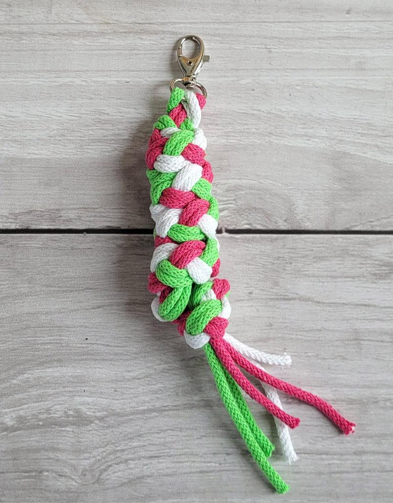 Hobby Horse Braided Rope Lead - Dark Pink/Light Green/White