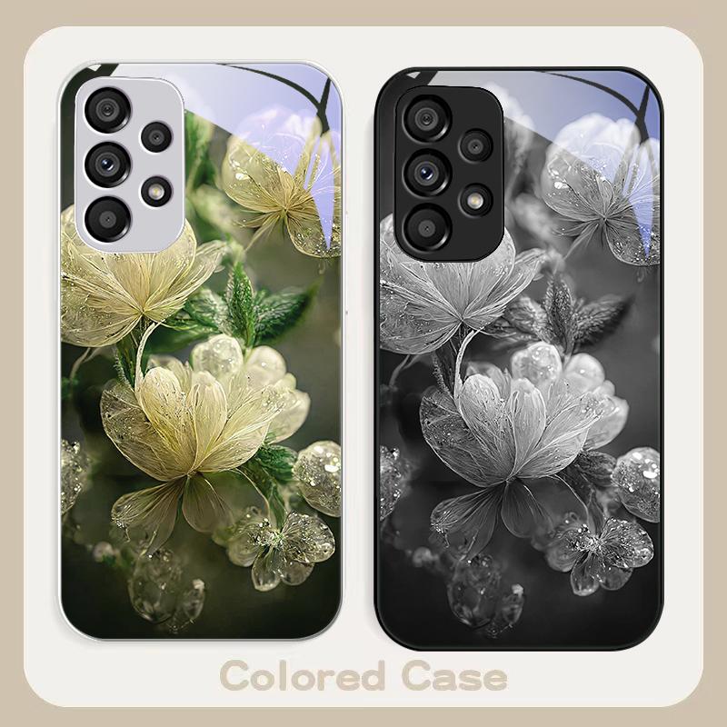 Розовый Хрустальный Цветок Для Samsung S8 S9 S10 S20 Ultra S21 Pro S22 Plus S23 FE S24 Ultra S25 Edge S25Ultra Стеклянный Чехол Для Телефона