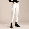 RAIN.CUN Women's Fleece-Lined White High-Waist Dad Jeans