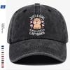 pc Cute Capybara Cartoon Pattern Baseball Cap JUST A WHO LOVES CAPYBARA English Lettering Surrounded by Pink Heart Accents