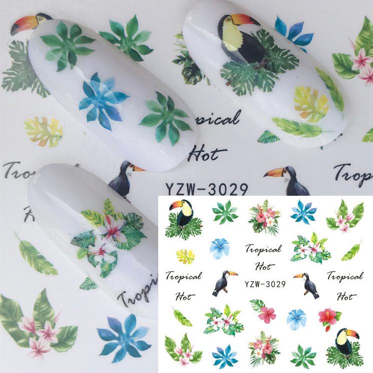 1 лист, цветочная серия, наклейка для дизайна ногтей, переносная вода, полная обертка, татуировка с изображением оленя, лаванды, фламинго, наклейки для ногтей, сделай сам, украшение