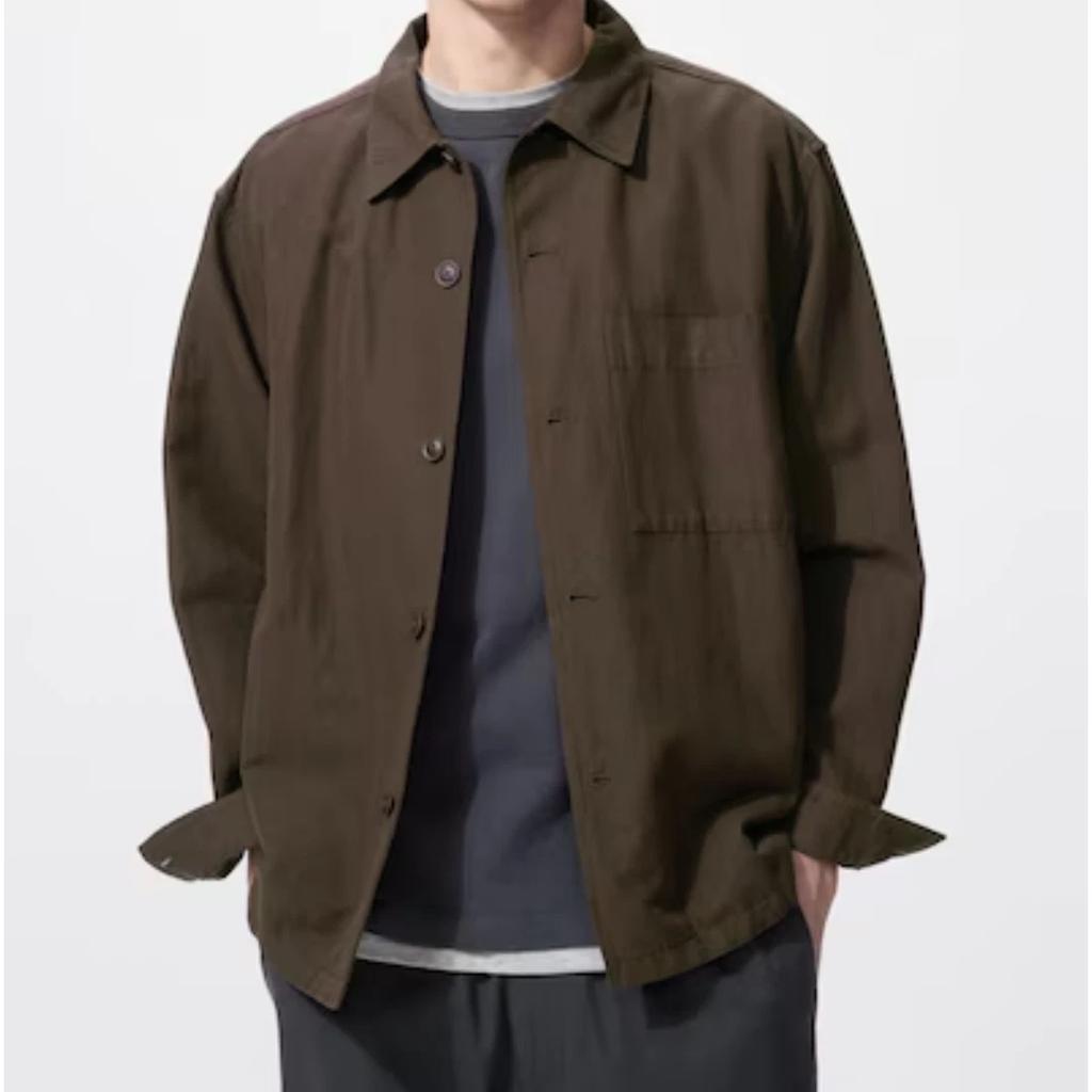 Uniqlo Хлопково-льняная рубашка-куртка 4 цвета XS-4XL Мужская Унисекс Новая Япония