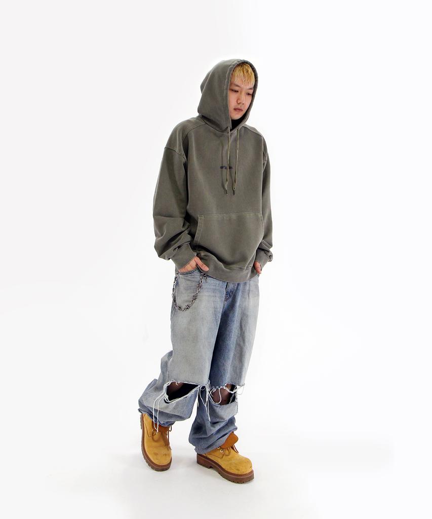 PIGMENT Small Logo Hoodie Khaki