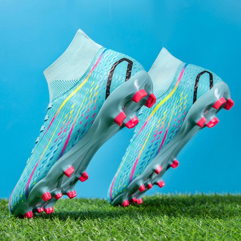 New High Top Soccer Boots Long Crushed Spikes Amazon Men's and Women's Soccer Boots Grass Student Training Shoes