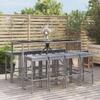 VidaXL 9-piece Garden Bar Set with Grey Poly Rattan Cushions, Bar Table Set, Bar Table and Chair, 3187638