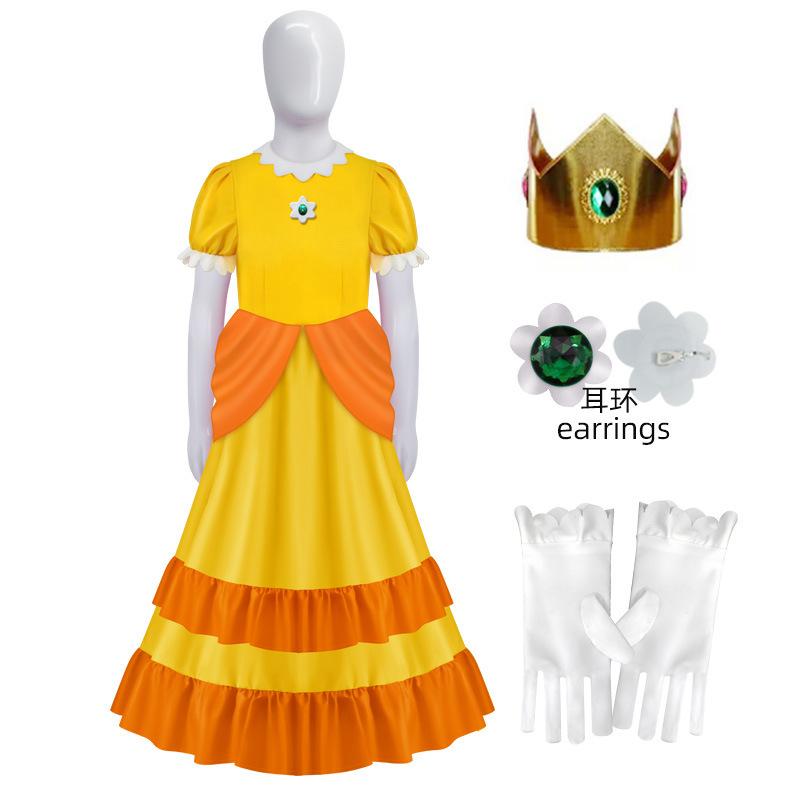 Princess Peach Cosplay Costume Super Mario Bros Peach Dress Halloween Cosplay Outfit for Women Girls Role Play