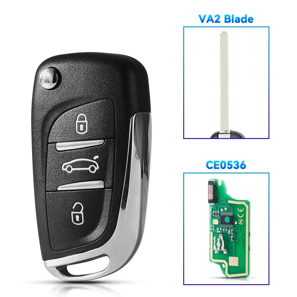 KEYYOU With Cutting Service Modified Car Remote Key 433MHz ASK FSK For Citroen C1 C2 C3 C4 Berlingo Picasso For Peugeot 207 307