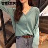 Spring and Autumn Thin Women's Knitwear Short Cardigan Western Style V-Neck Versatile Long Sleeve Top
