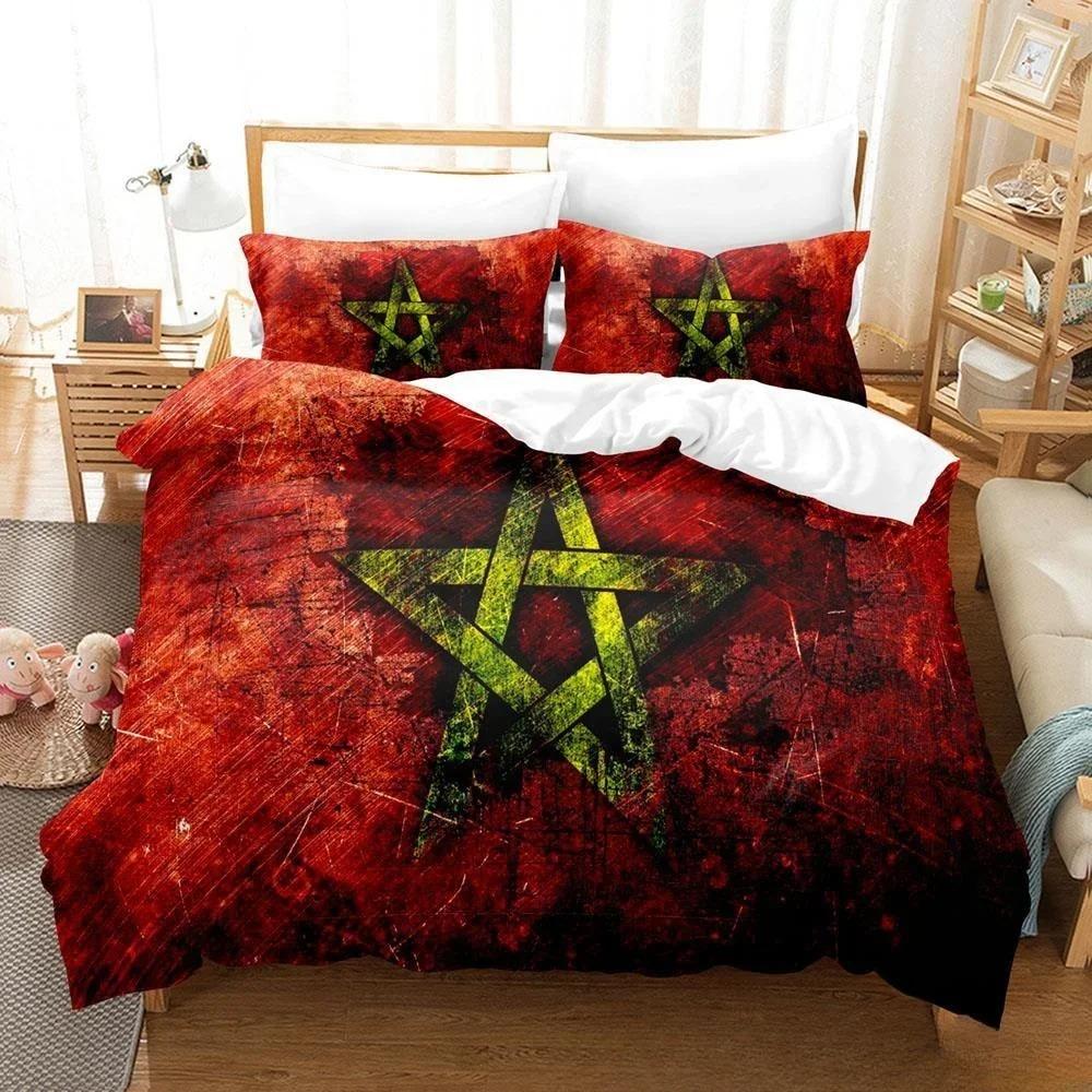 Комплекты простыней с 3D-печатью, комплект постельного белья с флагом Марокко, односпальная кровать, двуспальная кровать размера «king-size», комплект постельного белья для взрослых и детей, комплекты пододеяльников