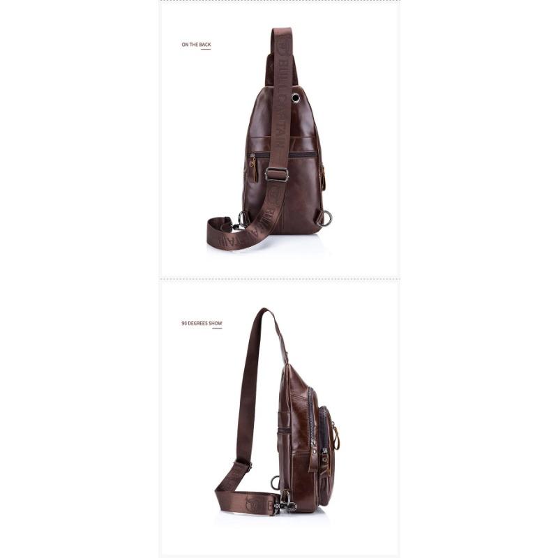 BULLCAPTAIN Genuine Leather Crossbody Bags Men Leather Shoulder Men Chest Bags Fashion Travel Handbags Man Messenger Bag Male