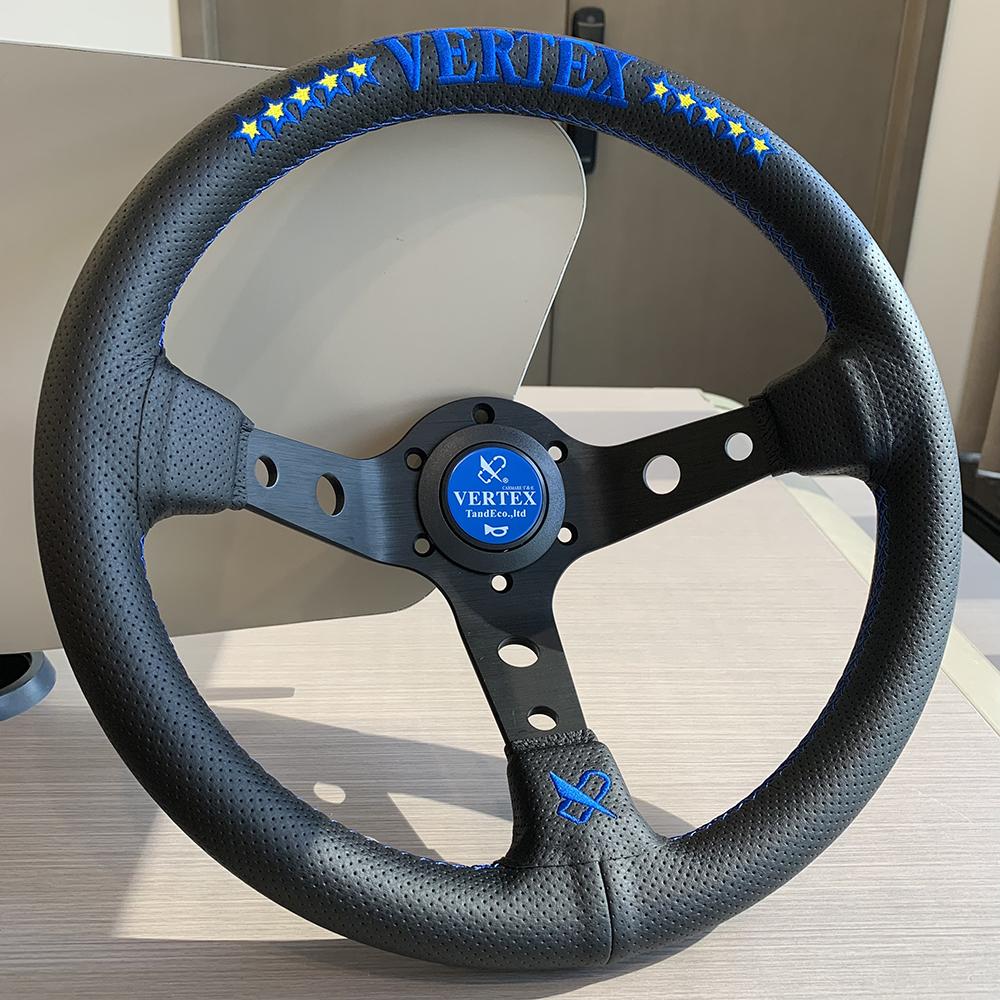 Vertex Cars Универсальный Руль Кожа Алюминиевый Сплав Вышивка Гоночный Дрифт Аксессуар Автозапчасти Игровой Руль