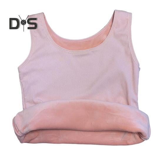 Winter Women Thermal Vest Seamless Plush Fast Temperature Lock Round Neck Slim Fit Elastic Sleeveless Inner Wear Bottoming Tank Top