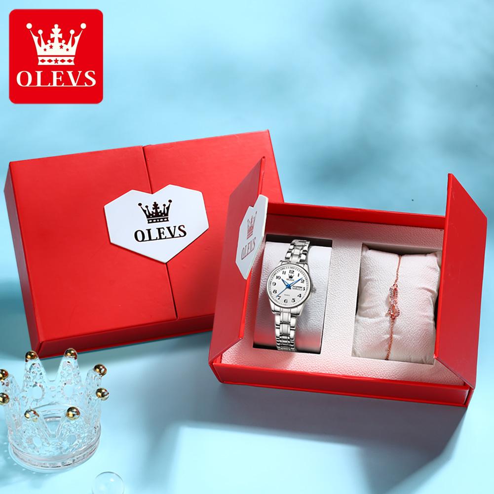 OLEVS 5567 Women's Quartz Watches Simple Elegant Large Digital Dial Ladies Wristwatch Stainless Steel Waterproof Watch for Women