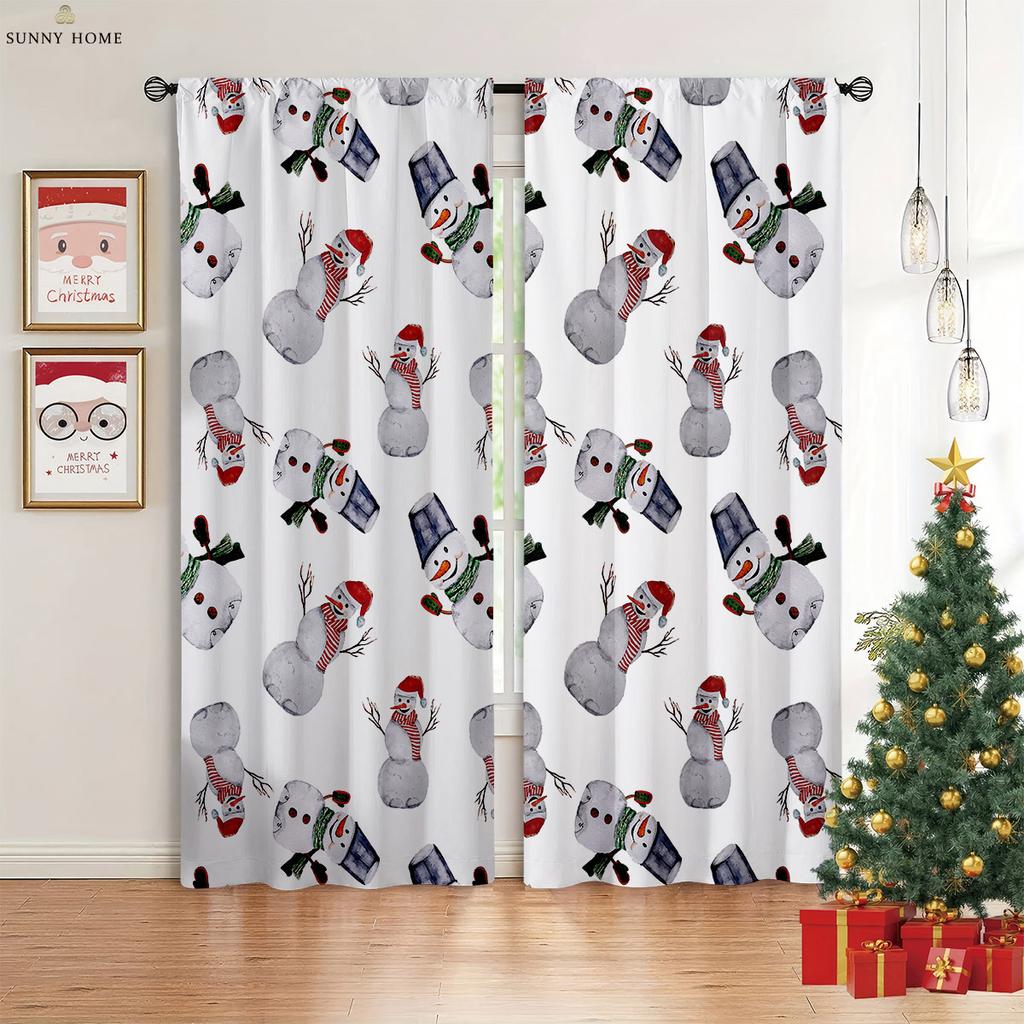 Рождественские украшения Шторы Санта-Клаус Камин Детская комната Гостиная Кабинет Окно Затемнение Теплоизоляция Шторы