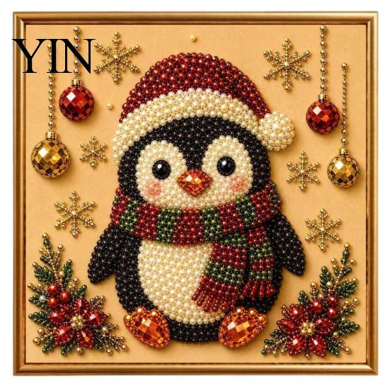 Christmas Tabletop Ornament Crafts DIY Faux Pearl Painting Art Kit with Frame, Santa Holiday Projects for Family Beads Craft Adults Beginner, Handmade