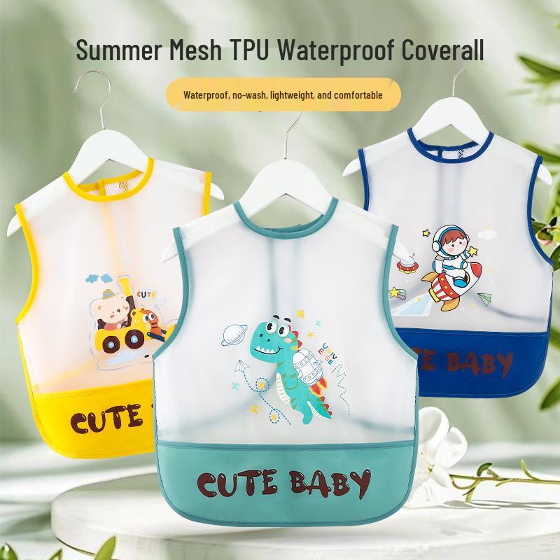 Дышащий сетчатый детский слюнявчик: Водонепроницаемый, Не требующий стирки, Защищающий от грязи слюнявчик для младенцев и детей