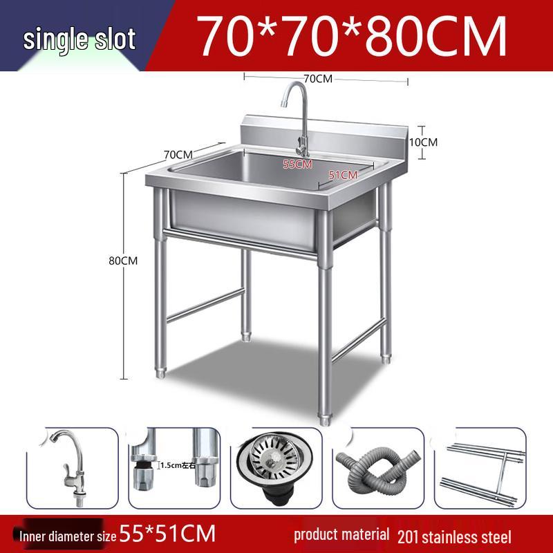 Сверхтолстая кухонная мойка из нержавеющей стали 304 с одной чашей
