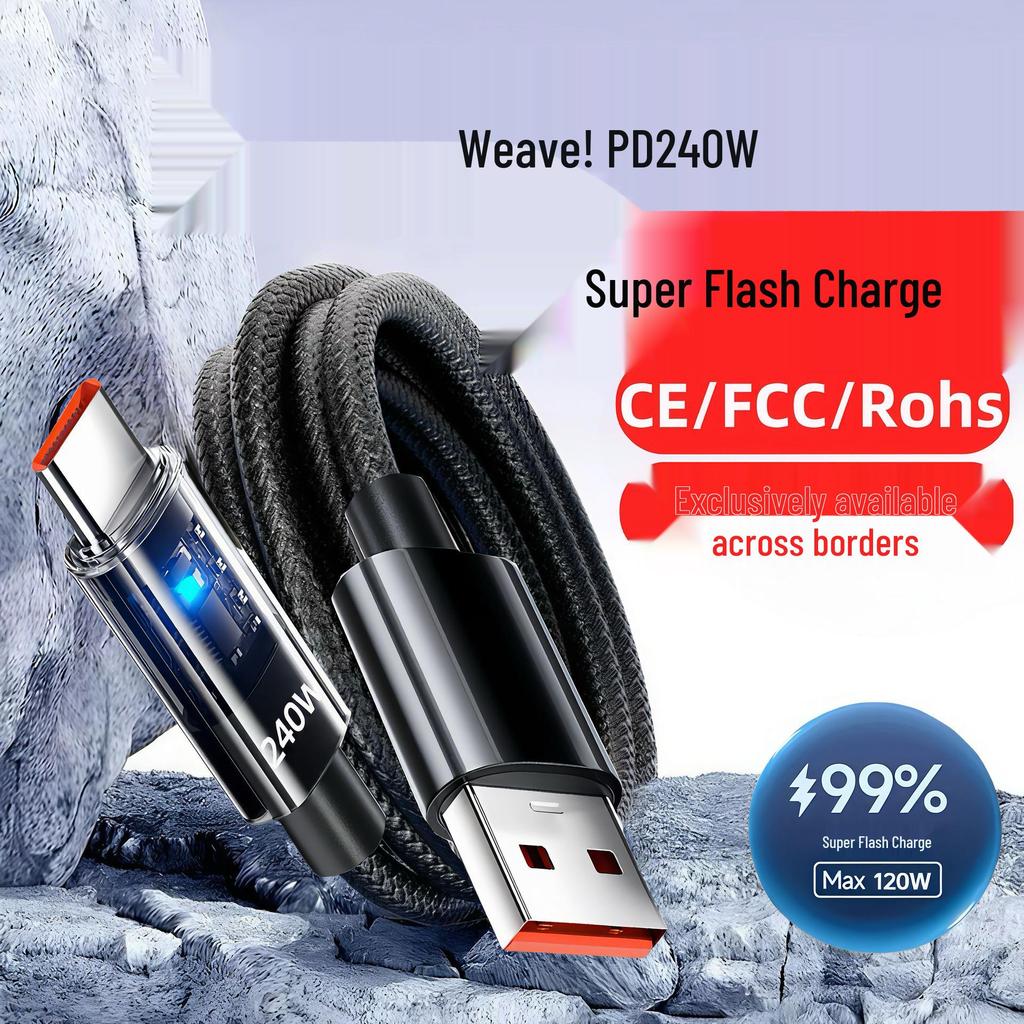 Сверхбыстрый зарядный кабель Type-C мощностью 240 Вт для Huawei, Honor, Apple, Samsung, Xiaomi