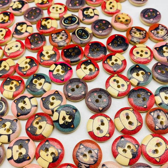 100 шт., деревянные пуговицы с рисунком котенка, сделай сам, швейная рубашка, сумки для скрапбукинга, декор