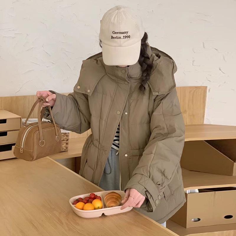Пуховик женский, средний и длинный, зимняя мода 2024 года, с капюшоном, утолщенный белый утиный пух, тонкое пальто