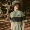 CHALLENGER Color Block Embroidered Patch Men'S Collared Short Sleeve T-Shirt Khaki
