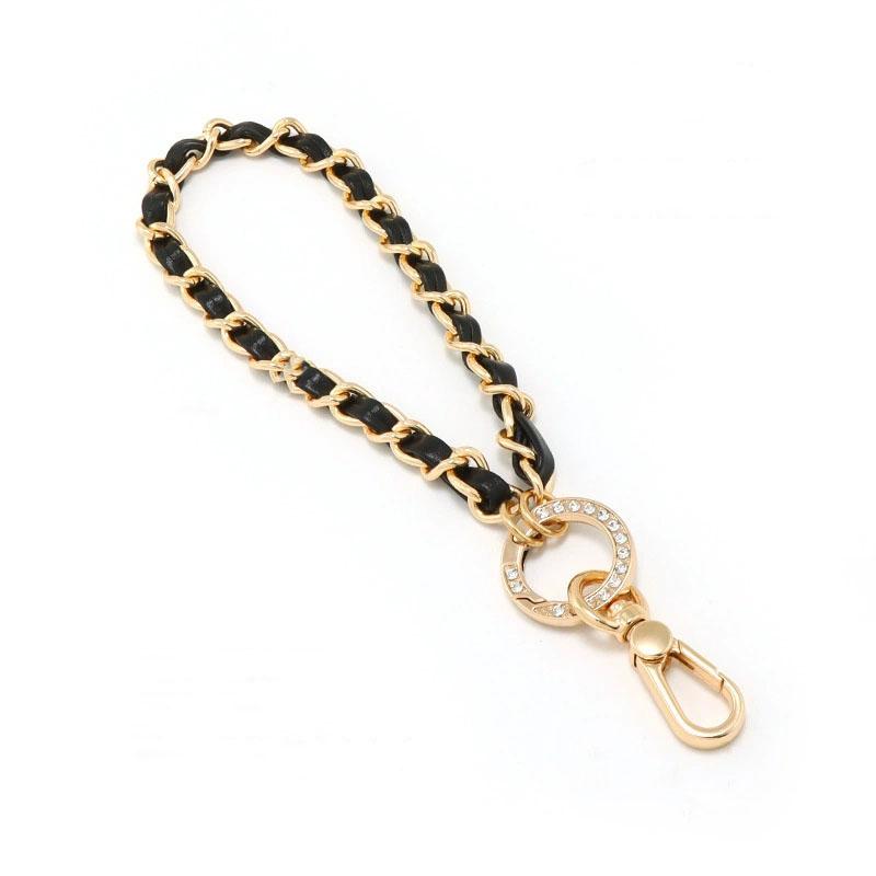 Custom Fashion Waist Mobile Phone Strap Stainless Steel Long Wristlet Detachable 18CM Polished Alloy Gold Chain Charm iPhone