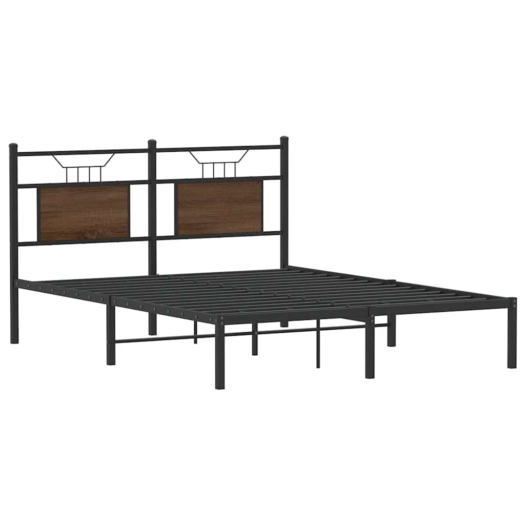 Bed Frame without Mattress Brown Oak Finish 150 x 200 cm Engineered Wood