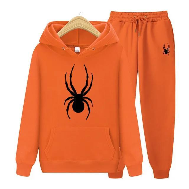 Весенне-осенний мужской костюм брендовая мода паук толстовка + брюки повседневный бег трусцой спортивная одежда 2 комплекта