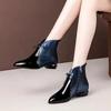 Winter Ankle Boots Women Winter Single Shoes Plus Velvet Low-heeled PU Leather Pointed Thick Fashion Woman Boots