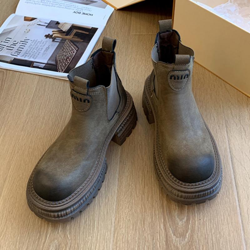 Chelsea женские зимние ботинки на платформе с ботильонами, брендовые кожаные туфли на среднем каблуке, женская зимняя обувь 2025 года, трендовая готическая обувь в стиле ретро, модные ботинки Mujer