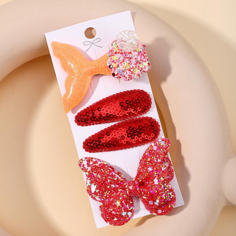 Детский набор свежих заколок для волос Цветочный принт Милые заколки-бабочки Детские зажимы для челки BB Аксессуары для девочек Головные уборы