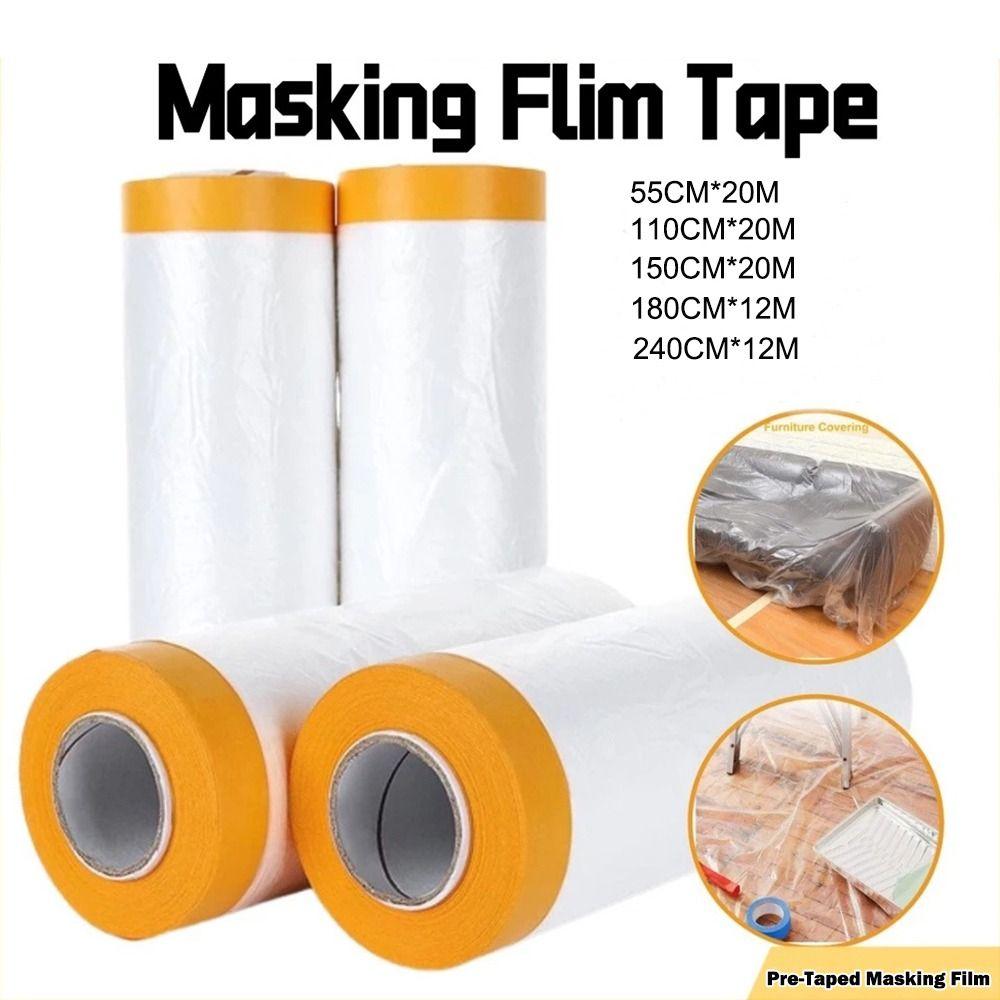Durable Pre-Taped Masking Film Transparent Paint Masking Film New Car Painting Protection Cover