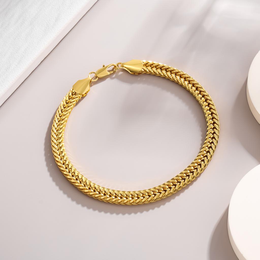 Exquisite Gold Bracelet 6MM Men's Side Bracelet Exquisite Jewelry Plated 18K Gold Bracelet Men's Side Bracelet
