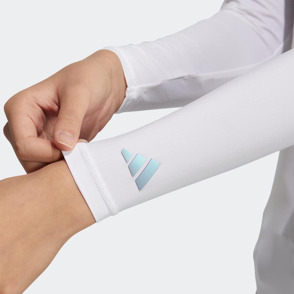 Adidas Однотонная футболка с высоким воротом и длинными рукавами для женщин, топы белого цвета HT0024