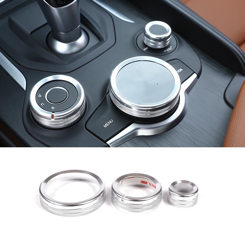 Для Alfa Romeo Giulia Stelvio 2017-автомобильная центральная консоль, мультимедийная ручка, кольцо переключателя, декоративная крышка, отделка интерьера